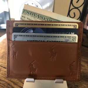 Polo Ralph Lauren Card Case Wallet Brown Leather